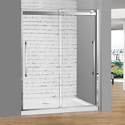 SALLY BP27P2 Bypass Double Sliding Shower Door with Mirror Like Stainless Steel Frame