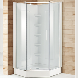 SALLY A33 Neo-Angle Diamond Aluminum Framed Tempered Glass Pivot Hinge Shower Doors