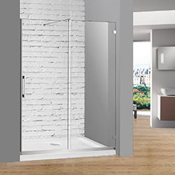 SALLY BX02P2 Frameless Glass Smooth Sliding Shower Door with Stainless Steel Support Bar